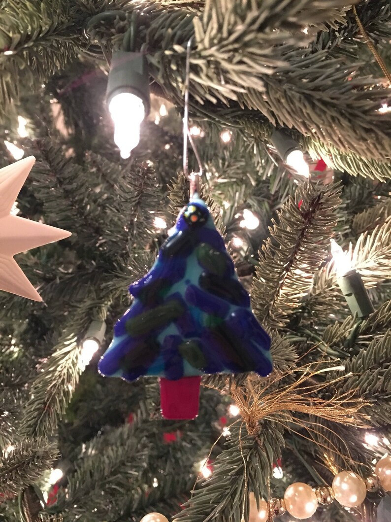 Blue and Green Glass Christmas Tree Christmas Ornament