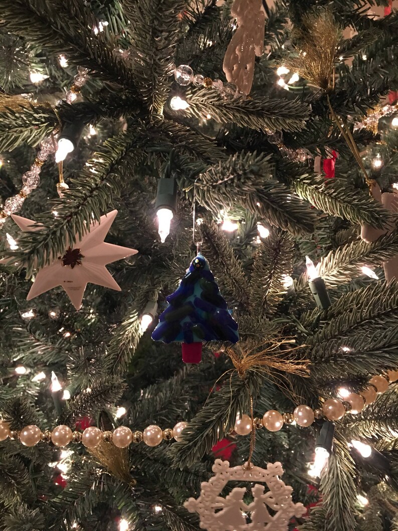 Blue and Green Glass Christmas Tree Christmas Ornament