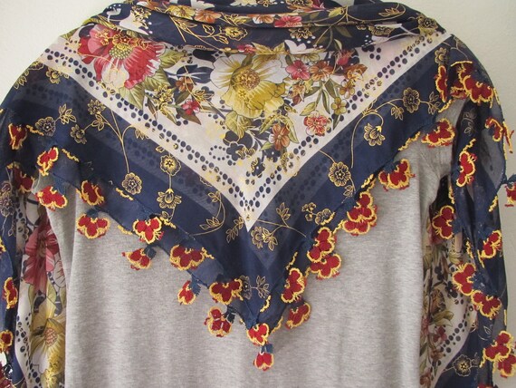 Needle lace trim scarf,Turkish oya lace scarf, flo