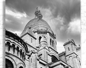 Sacre Coeur, France,Paris, French Photography, Black and White, Black&White, photograph, Sacre Coeur Dome, Church, Montmartre, photo