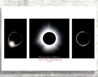 2024 Eclipse across North America Composite Images - Combining The Corona, Solar Prominences, and The Diamond Ring.