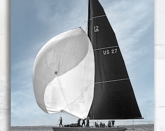 Sailboat, Sailing, Spinnaker, Yacht Racing, 12 Metre, Nautical, Narragansett Bay, Enterprise, Boats, Gift for a Sailor, Sailing Photography
