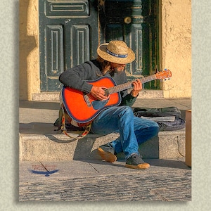 Spanish Photography, Street Musician Photograph, Guitar Player, Spain, Segovia, Photo, Gift for Guitar Player
