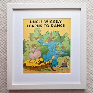 Uncle Wiggily Learns to Dance, Framed book pages, children&#39;s book pictures, vintage, Gift for grandchild, infants room decoration