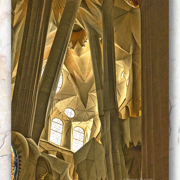 Spanish Photography, Sagrada Familia Photograph, Barcelona Photo, Interior, Gaudi, Catalan Modernism, Print