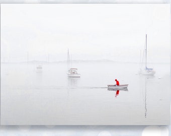 Rowing Photography, Rowing Photograph, Rower in a fog, Print, Photo, Maine, Fishing. boating, gift for a boater