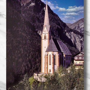 Mountain Photography, Mountain Church Photograph, Heiligenblut, Photo, Print, Alpine, Austrian Alps, Alps