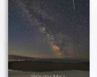 Starry Night, Astro Photo, Night Sky, Milky Way, Meteor, Photograph, Blue Mountain Lake, Stars. Astronomy
