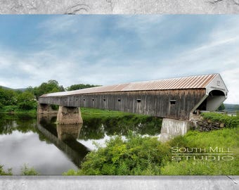 Covered Bridge, Vermont, New England  scene, Cornish, Windsor, New Hampshire, Wall Decor, Rustic