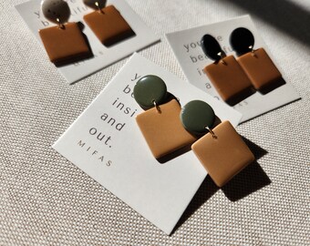 Clay Studs, Modern Polymer Clay Earrings, Handmade, Customize Color, Minimalist Lightweight Earrings