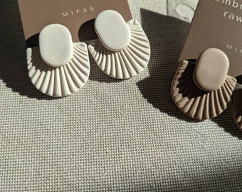 Modern Polymer Clay Studs, Handmade, Customize Color, Minimalist Lightweight Earrings