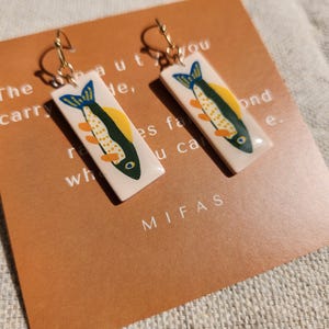 Nordic Fish Earrings | Hand-Painted Polymer Clay | Handmade Lightweight Jewelry | Hypoallergenic | Ocean Inspired | Tin Fish Lover Gift