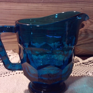 Vintage Cobalt Blue Small Pitcher Creamer, Cobalt Blue Glass, Vintage Creamer, Blue Glass Creamer, Farmhouse Kitchen