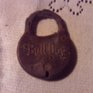 Vintage Bull Dog Lock, Vintage Lock, ManCave Decor, Rustic Decor