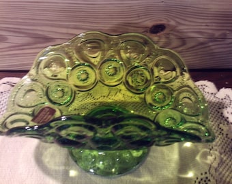Vintage grünes Glas, Vintage Erbe von LE Smith Mond & Stern Bananenboot, Vintage Glaswaren, elegante Schale