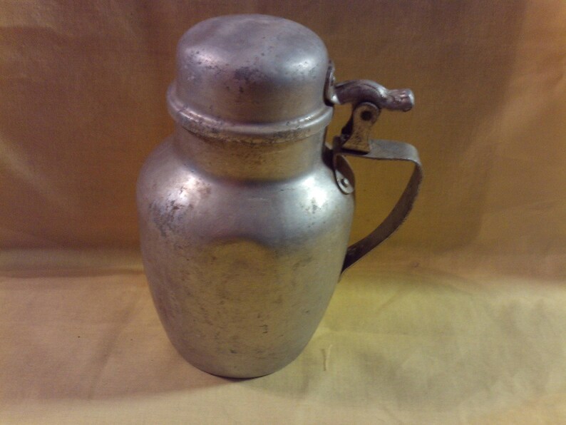 Vintage Viko Aluminum Syrup Pitcher With Hinged Lid, Made in USA, Viko