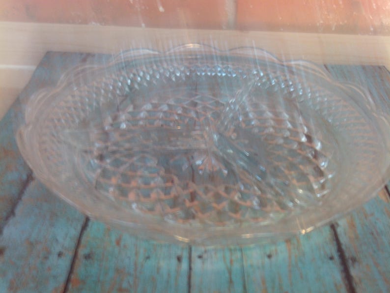 Wexford Anchor Hocking Diamond Pattern Relish Tray 3 Sections, Vintage