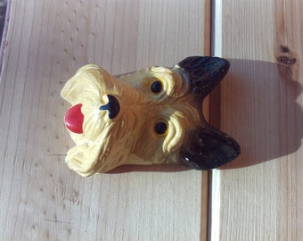 Chalkware Scottie figura de perro, Highland Terrier, Vintage Chalkware, perro coleccionista, figura de perro, decoración de casa vintage