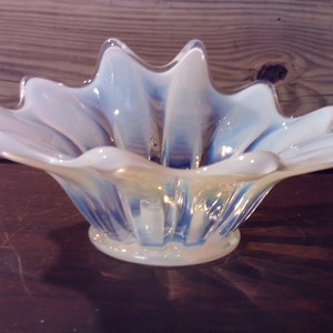 Fostoria Heirloon White Opalescent Art Glass Candle Holder, Vintage Fostoria, Elegant Candle Holder, Glass Candle Holder