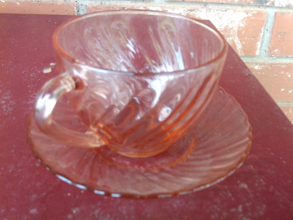 Arcoroc France Pink Cup Saucers Vintage Pink Dishes Etsy