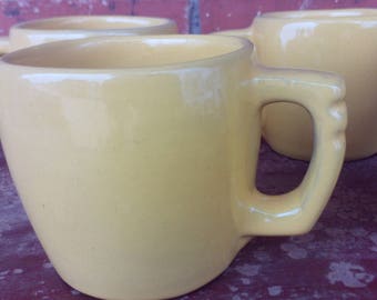 Vintage Amarillo Frankoma Tazas de Café, Frankoma Tazas Amarillas, Frankoma Bebía, Vintage Drinkware, Cocina Country, Decoración de granja,