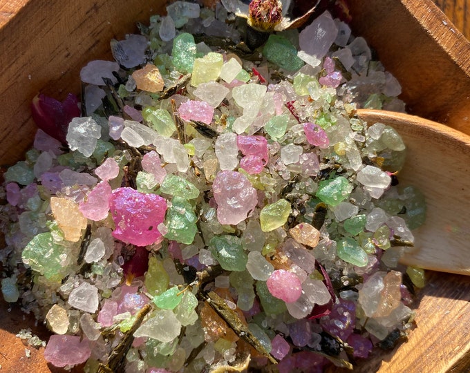 Featured listing image: Four of wands Green Tea & Lemongrass Four of Wands Inspired Detox Bath Salts | Ritual Bath | Organic Green Tea | Spiritual Self-Care | Witch