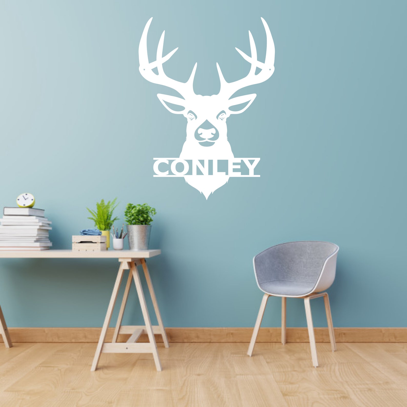 Personalized Deer Antler Name Sign Deer Head Deer Decor Etsy