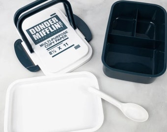 The Office Dunder Mifflin Bento Box: Copy Paper Design Lunchbox w/ Removable Tray and Spoon