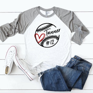 personalized baseball love shirt - raglan - baseball sleeved shirt - baseball mom shirt - baseball support shirts - raglan - love - name