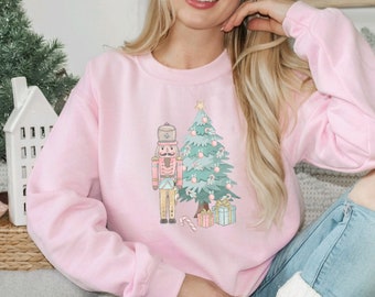 Pink Nutcracker Christmas Sweater Retro Santa Nutcracker