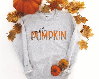 hello pumpkin sweater - hello pumpkin sweatshirt - fall sweaters - Womens fall sweaters - fall - hello fall - seasonal sweaters - crewneck