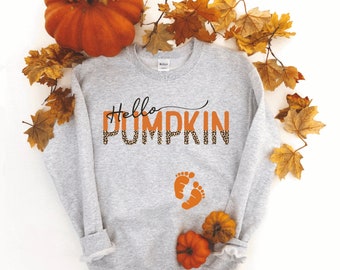 hello pumpkin pregnancy sweater - hello pumpkin pregnancy announcement sweatshirt - fall pregnancy sweaters - fall pregnancy shirt -pullover