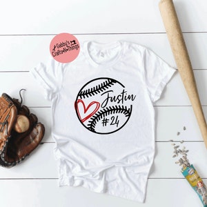 baseball heart personalized t-shirt - baseball mom shirts - baseball shirts - baseball personalized name shirts - custom baseball shirt