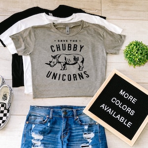 save the chubby unicorns crop top - save the chubby unicorns - crop top - crop tops - unicorn crop top - cropped t-shirt - unicorns - crop