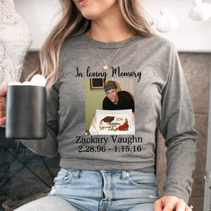 in loving memory memorial t-shirt personalized loved one&#39;s photo - Womens long sleeve unisex memorial shirt - memorial t-shirts - grief