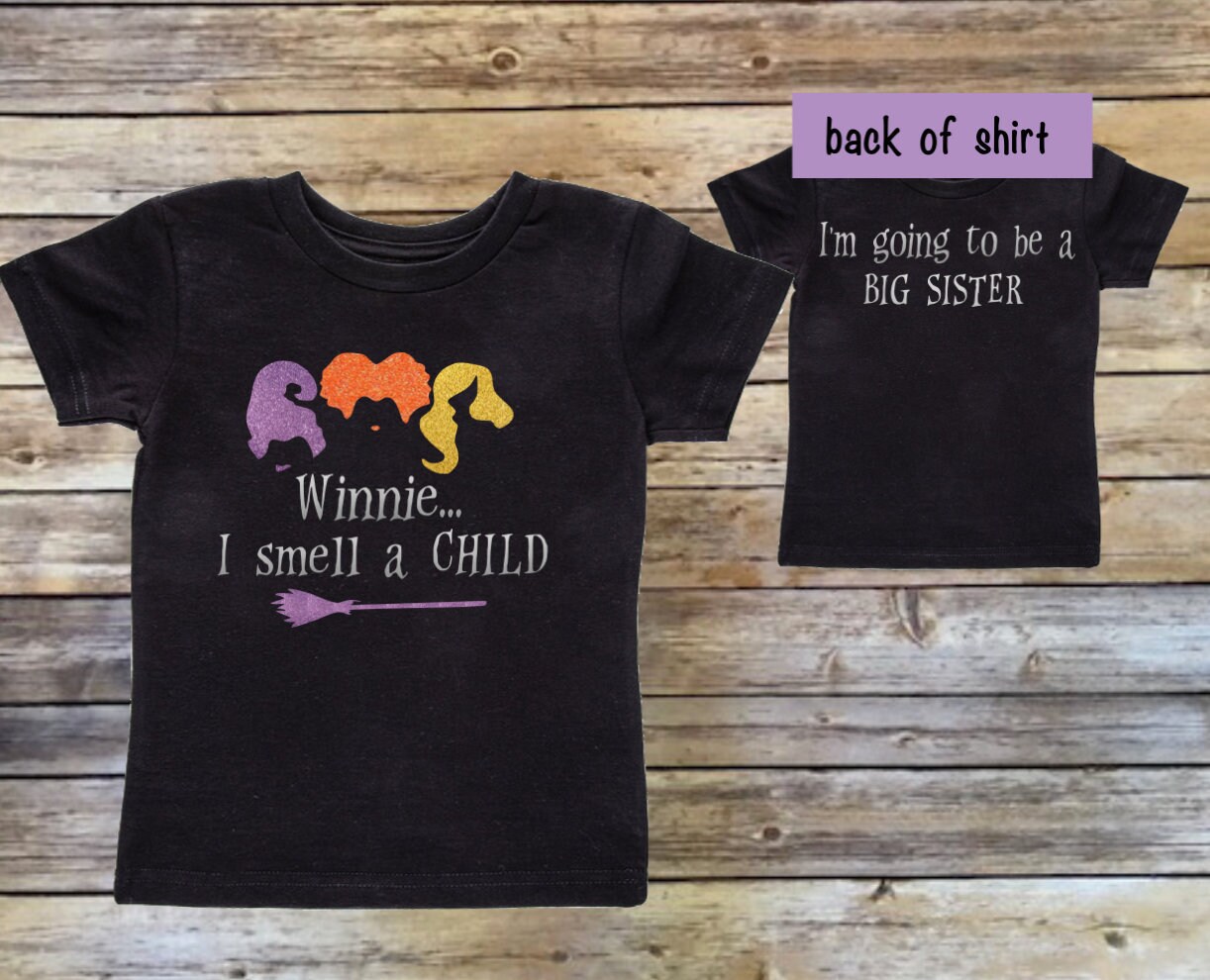 Winnie I smell a Sibling Hocus Pocus Girls Pregnancy Reveal Shirt