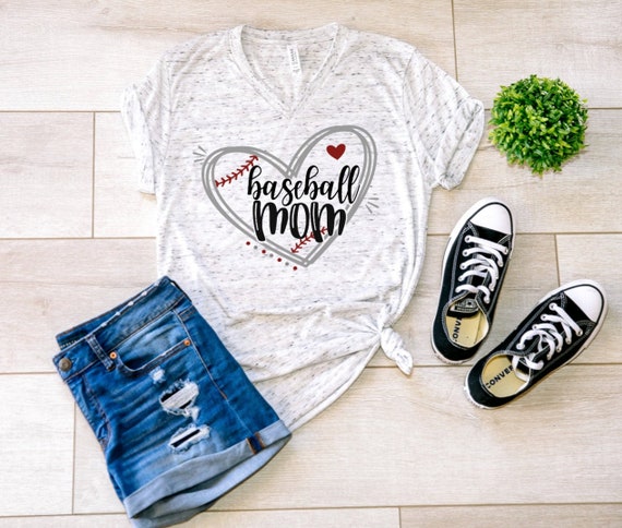 Baseball Heart Mom Shirt Baseball Mom T-shirt Baseball Shirts Mom Sports  Shirt Baseball Mom Shirt Ball Shirts Womens Baseball 