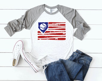 baseball american flag shirt distressed - raglan - baseball sleeved shirt - baseball mom shirt - baseball support shirts - basball raglan