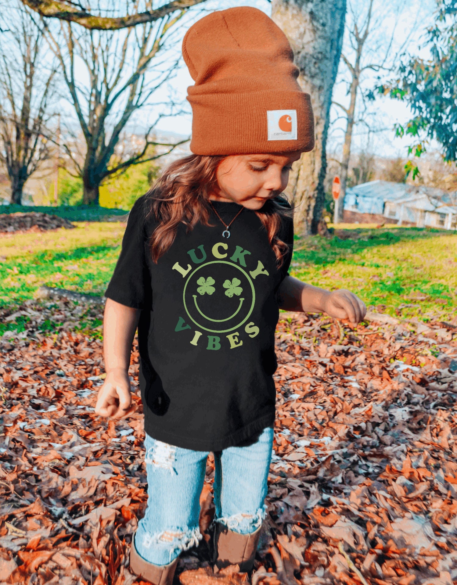 Lucky Vibes Smiley Girls St Patricks Day Shirt - Girls St 
