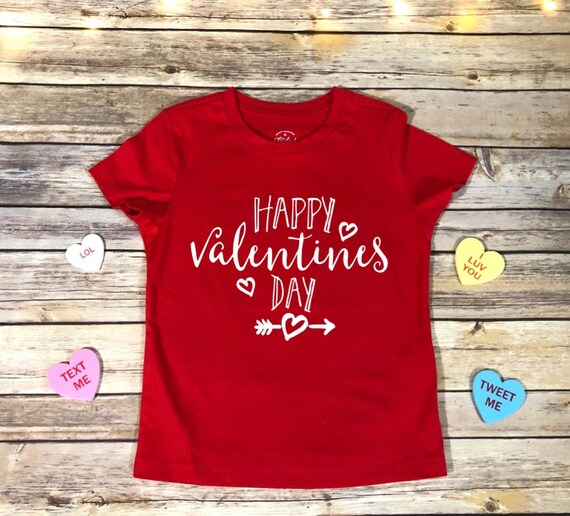 Girls happy valentines day shirt red 