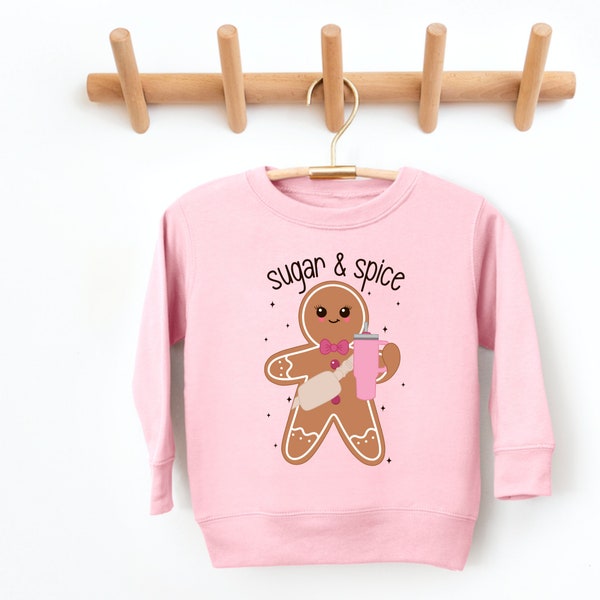 sugar and spice gingerbread groovy girls sweater - girls sweatshirt - christmas kids pullover - retro pink christmas pullover toddler shirt