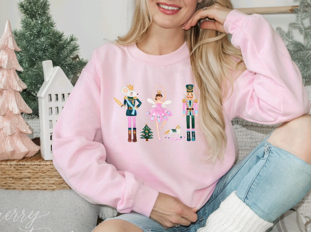 Pink Nutcracker Christmas Sweater Retro Santa Nutcracker Vintage