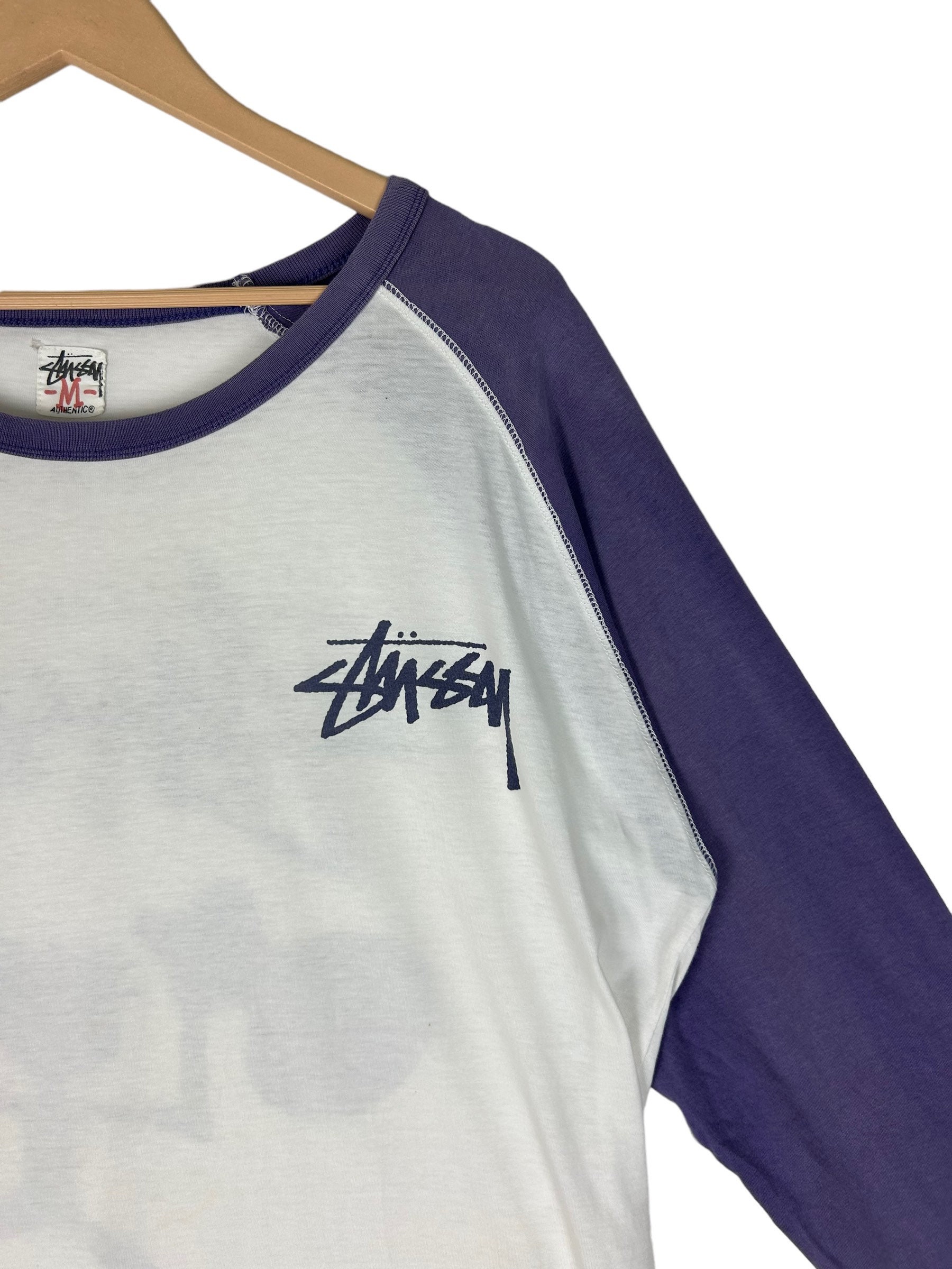 Vintage 90s Stussy Stick Man Raglan T-shirt, White & Blue, XL - Etsy