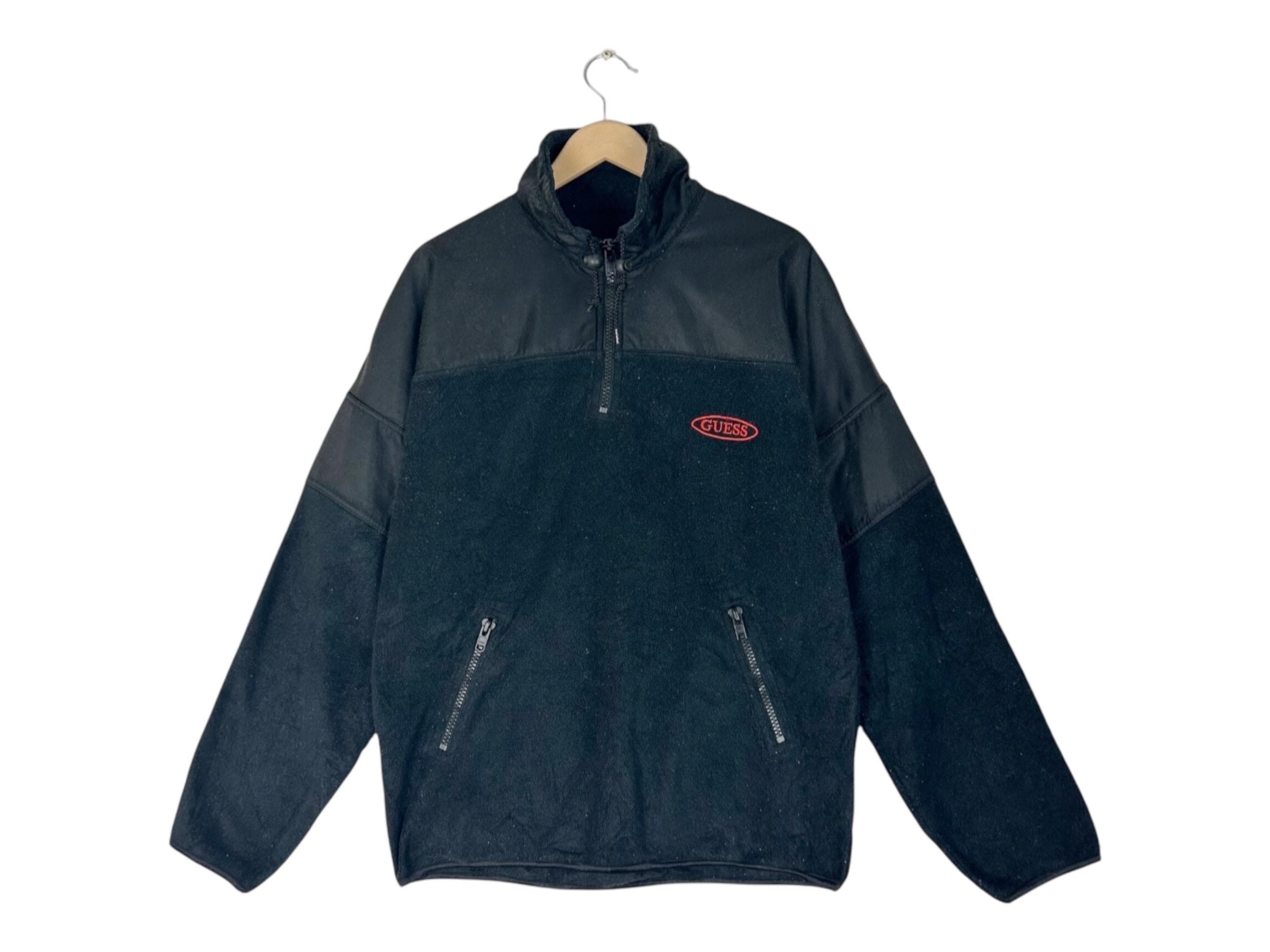 Vintage 90s Guess Fleece Half-zip Sweatshirt – Black, XL - Etsy