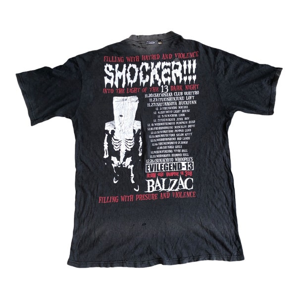 Vintage 90s Balzac Japanese Punk Band, Distressed T Shirt/ Misfits/ Skull / Horror / Gothic Rock
