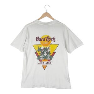 Vintage 90s Hard Rock Cafe Hong Kong T-Shirt / Sammlerstück der Stadt Serie – weiß – Größe M