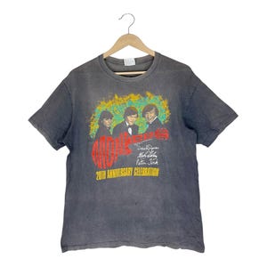 Vintage 80s The Moonkees 20th Aniversary World Tour T shirt /Rare 80s Pop Rock Davy Jones Columbia , Single Stich , Black Made In USA Size L