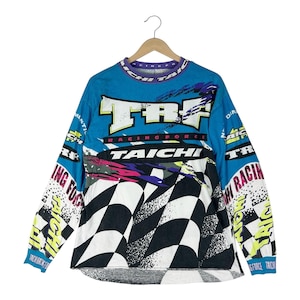 Vintage 90s RS Taichi Racing Force TRF VMX Long Sleeve – Motocross Full Print Graphic Jersey – Outdoor Adventure Moto Shirt – Size L