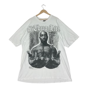 Vintage Y2K Raptees / Thug Life Tupac Shakur / Oversized T-Shirt mit großem Aufdruck / Gangsta Rap / Hip Hop / Rapper / Juice Movie / Größe XXXL