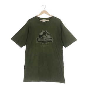 Vintage Jurassic Park T-Shirt by Universal Studios Japan – Dinosaur Adventure Movie Tee – Green – Size M